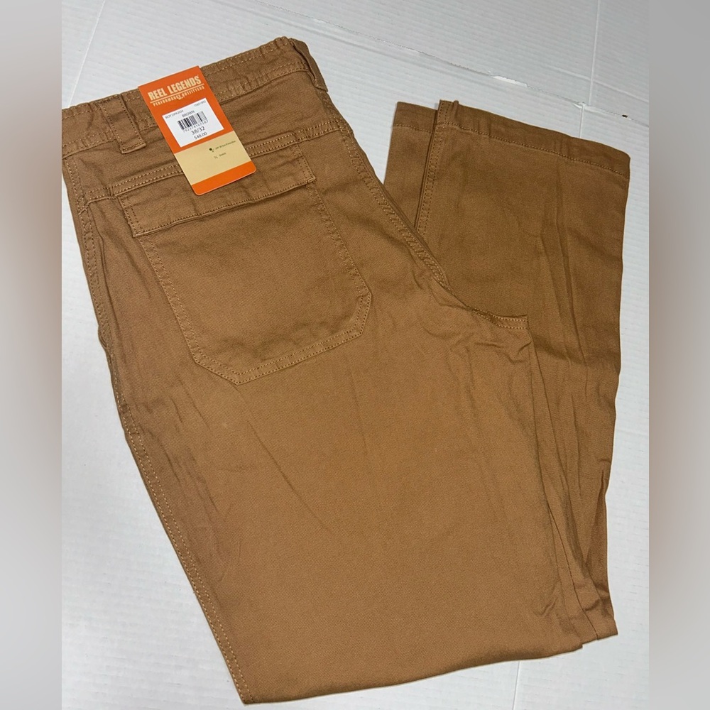 Reel Legends Canvas Pants, Stretch Men's Size 38x32 Brown Fishing Outdoors
